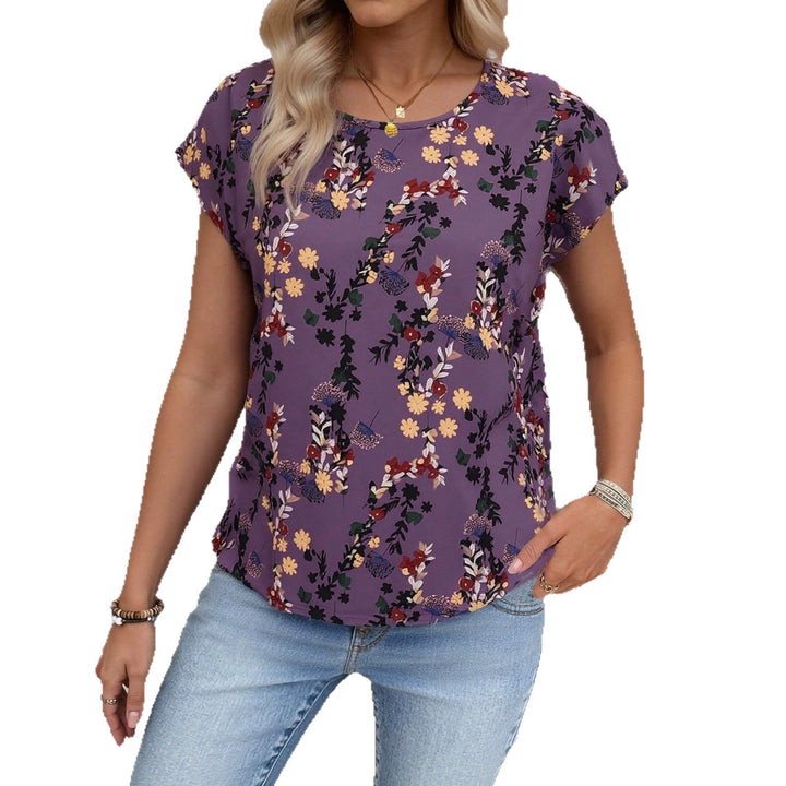 Damen Chiffonbluse mit floralen Mustern und weitem Schnitt Drune