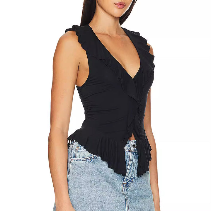Damen Wickeloberteil mit Rüschendetails Drune