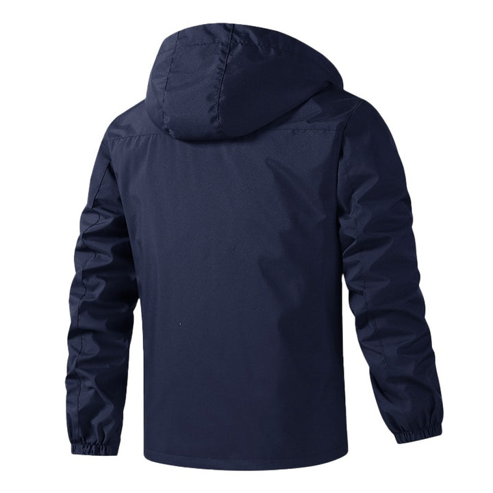 Herren Atmungsaktive wasserabweisende Kapuzen-Outdoorjacke mit kariertem Innenfutter, Multifunktions-Taschen & verstellbarer Kapuze Drune