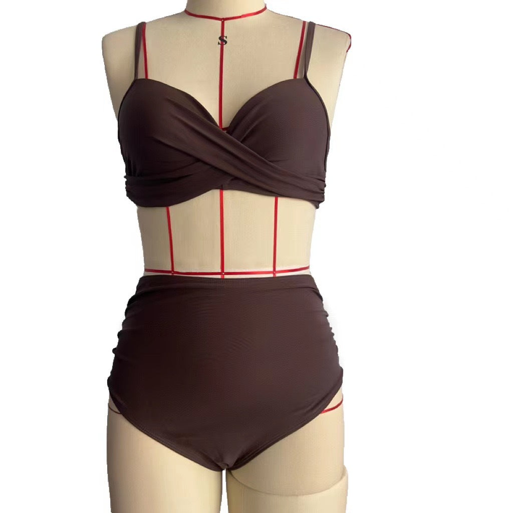 Damen High-Waist Bikini mit Leo-Muster Drune