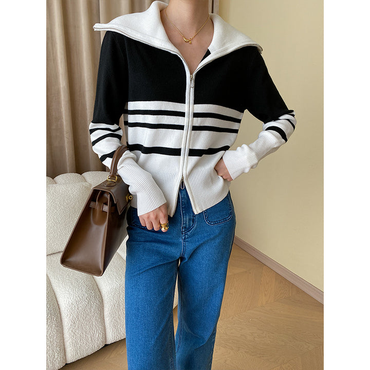Damen modische Strickjacke mit Reißverschluss Drune