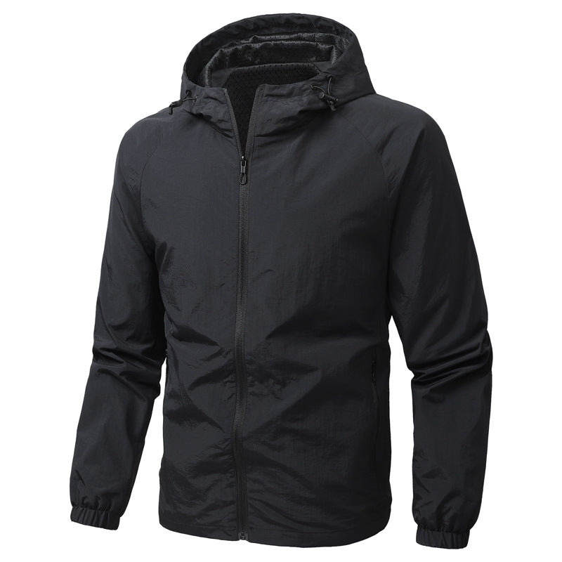 Herren Leichte Funktionsjacke mit verstellbarem Kapuzenkragen Drune