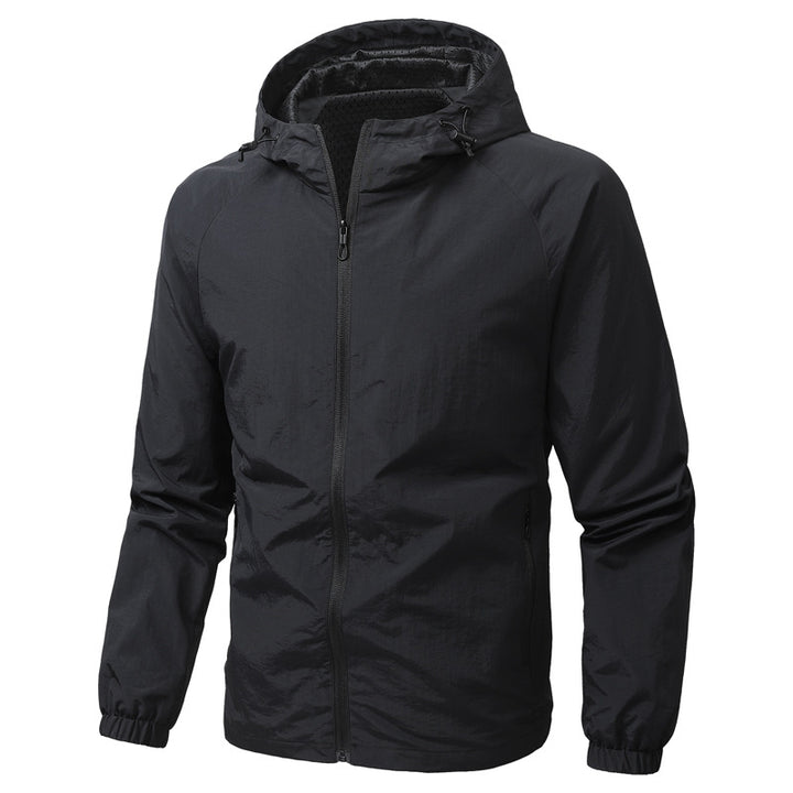 Herren Leichte Funktionsjacke mit verstellbarem Kapuzenkragen Drune