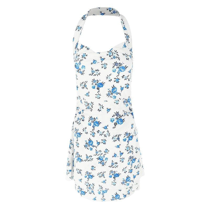Damen romantisches Halterkleid mit floralen Mustern Drune