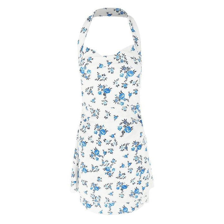 Damen romantisches Halterkleid mit floralen Mustern Drune