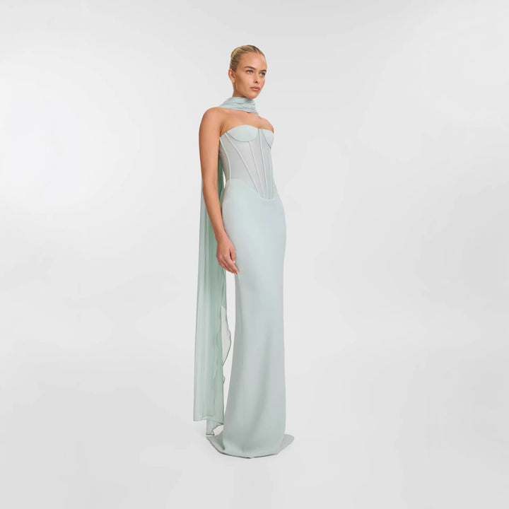 Damen Elegantes Maxikleid mit schulterfreiem Design und raffinierter Bustierpartie Drune