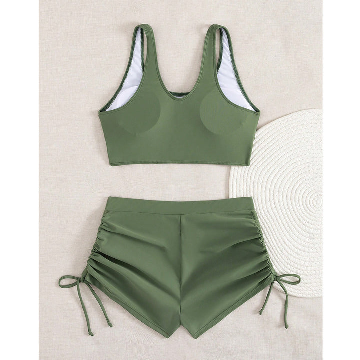 Damen Sportlicher Bikini mit gerafften Shorts Drune