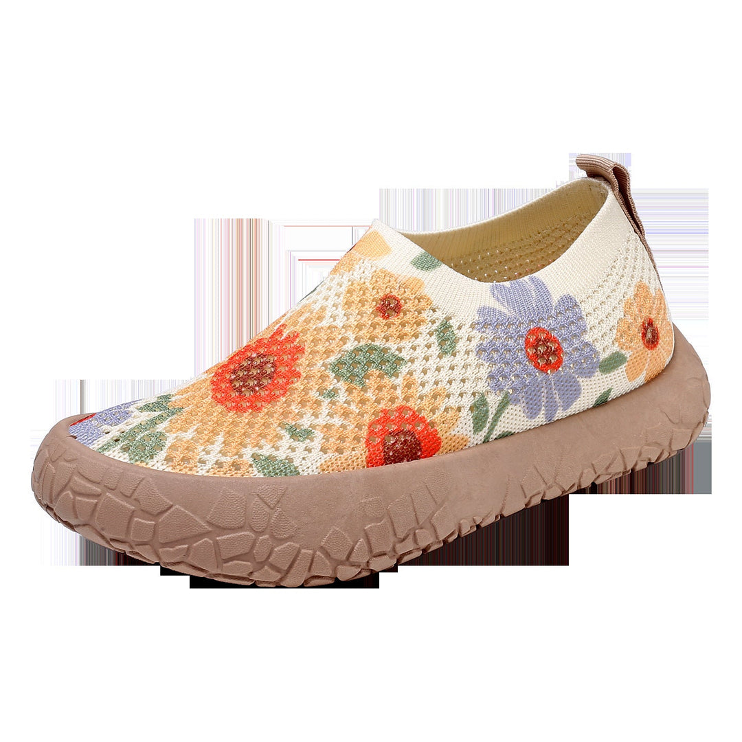 Damen Slip-On Freizeit-Schuhe mit Blumenmuster und rutschfester Sohle Drune