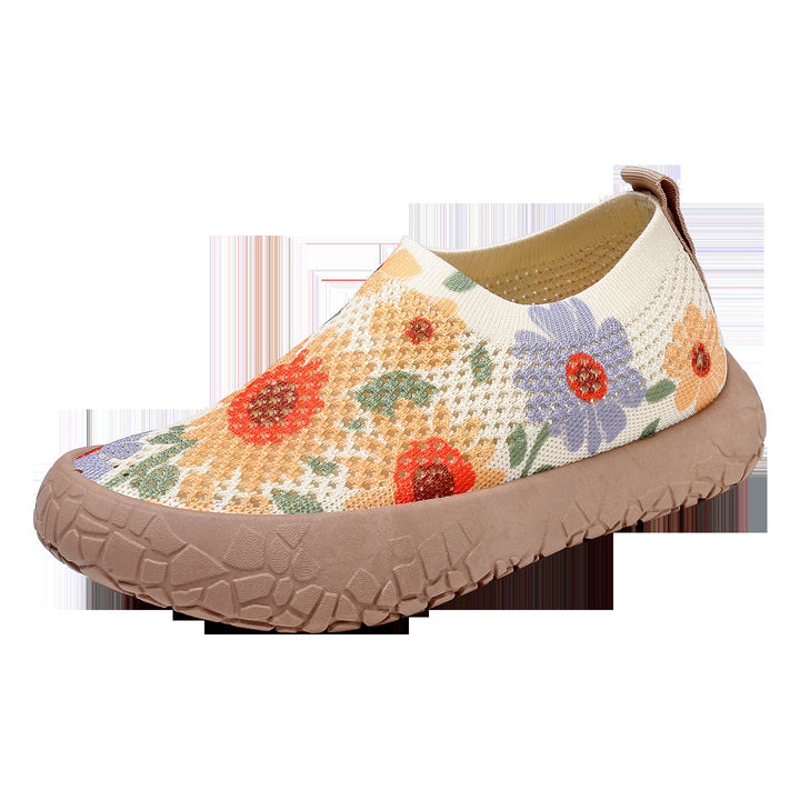 Damen Slip-On Freizeit-Schuhe mit Blumenmuster und rutschfester Sohle Drune