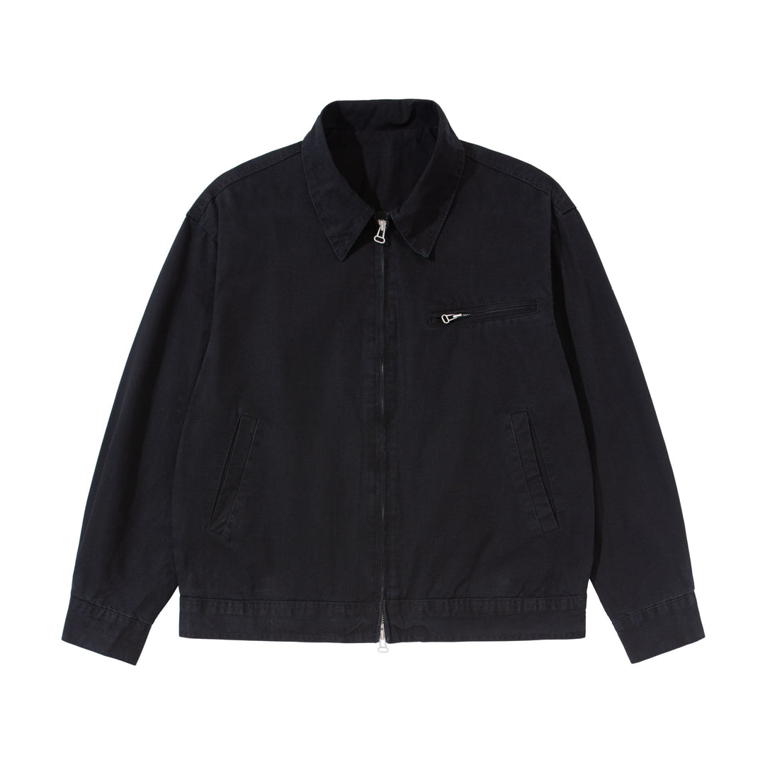Herren Kurzblouson im Vintage‑Washed Canvas mit Zwei‑Wege‑Reißverschluss Drune