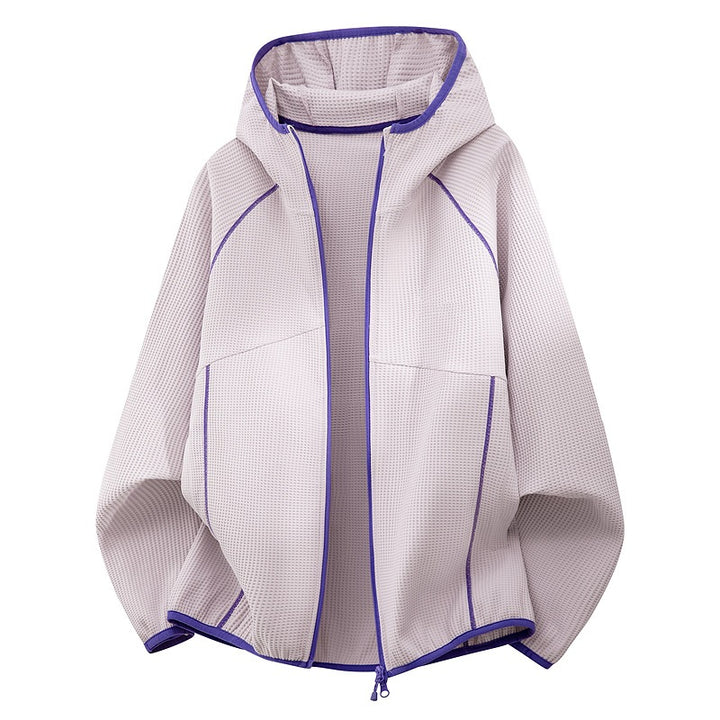 Damen Kapuzenjacke aus atmungsaktivem Waffelstrick mit oversized Schnitt und Reißverschluss Drune