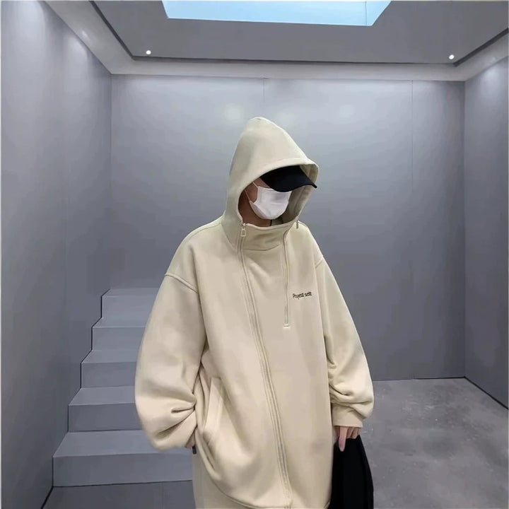 Unisex Oversized Fleecejacke mit hohen Kragen und Reißverschluss Drune