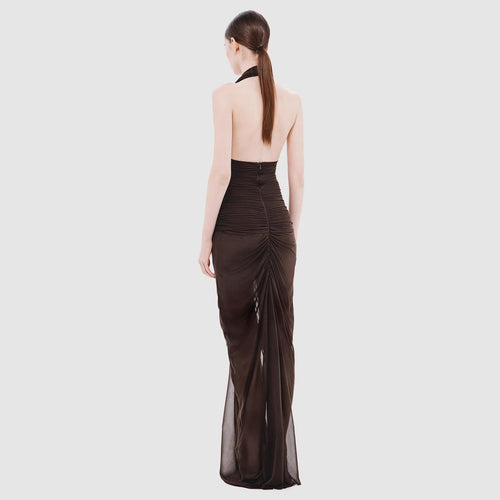 Damen elegantes trägerloses Abendkleid mit raffiniertem Drapé und tiefem Ausschnitt Drune