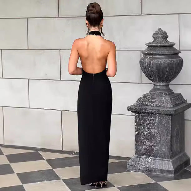 Damen Elegantes Abendkleid mit hohem Schnitt und seitlichem Schlitz Drune