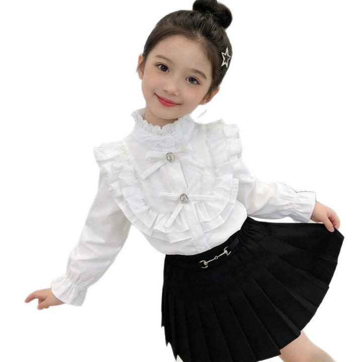 Mädchen elegante Bluse mit Volant und Rüschendetails Drune