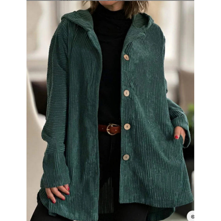 Damen kuschelige Kapuzenjacke aus feinem Cordstoff Drune