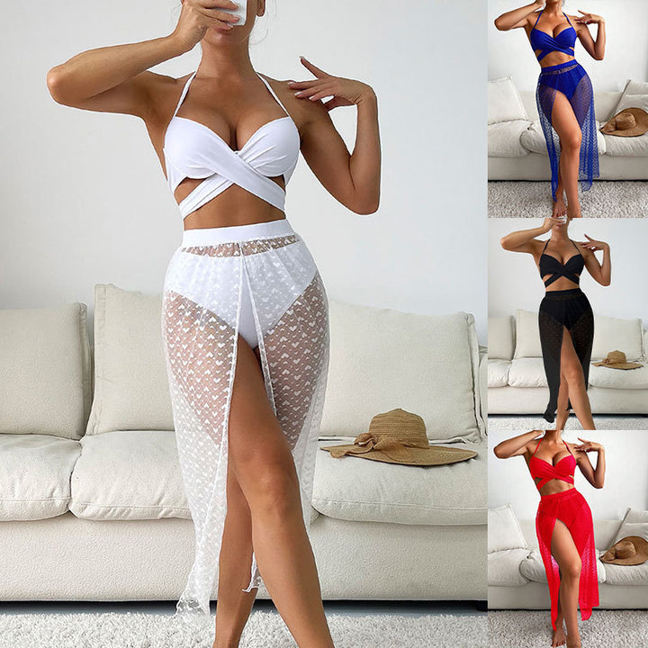 Damen Bikiniset mit transparentem Wickelrock Drune