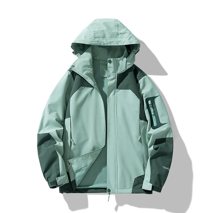 Herren winddichte Softshell-Outdoorjacke mit verstellbarer Kapuze, verschließbarer Ärmeltasche und atmungsaktiver Membran Drune