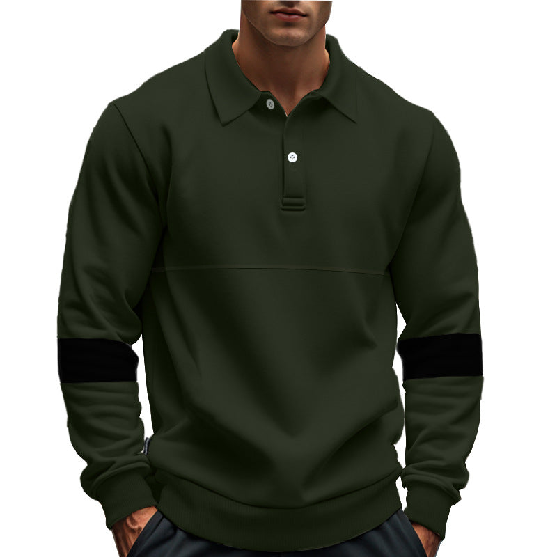 Herren modischer Langarmpullover mit poloartigen Details und kontrastierenden Ärmelbündchen Drune