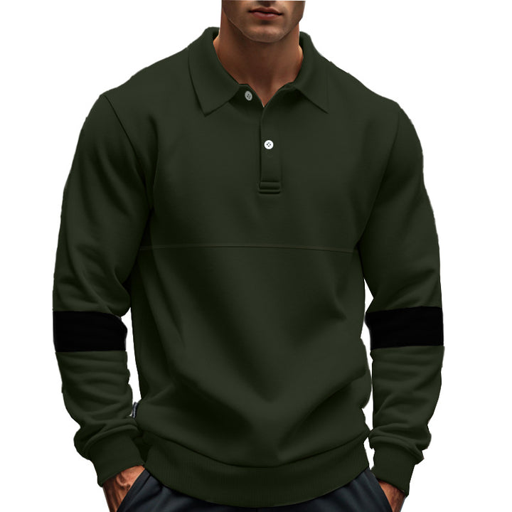 Herren modischer Langarmpullover mit poloartigen Details und kontrastierenden Ärmelbündchen Drune