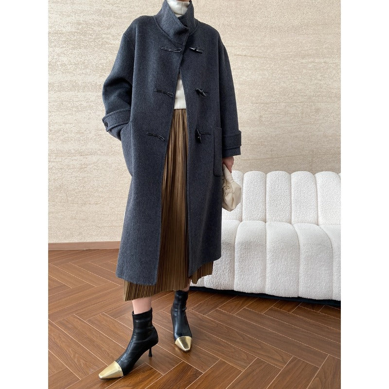 Damen Lange Duffle-Coat mit praktischem Verschluss und weichem Material Drune