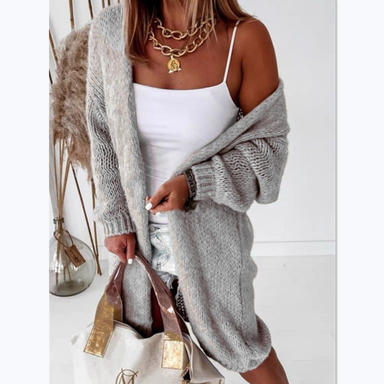 Damen Grobstrick Oversized Cardigan mit offener Vorderseite und weichen Ärmeln Drune