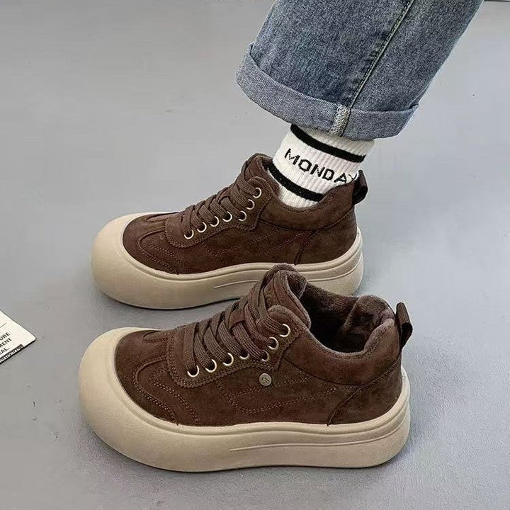 Damen Chunky Sneakers mit weichem Veloursleder und dämpfender Sohle Drune