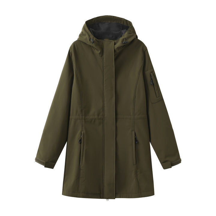 Damen nan funktionaler Softshell-Parka mit Teddyfleece-Futter, Kapuze und Taillenzug Drune