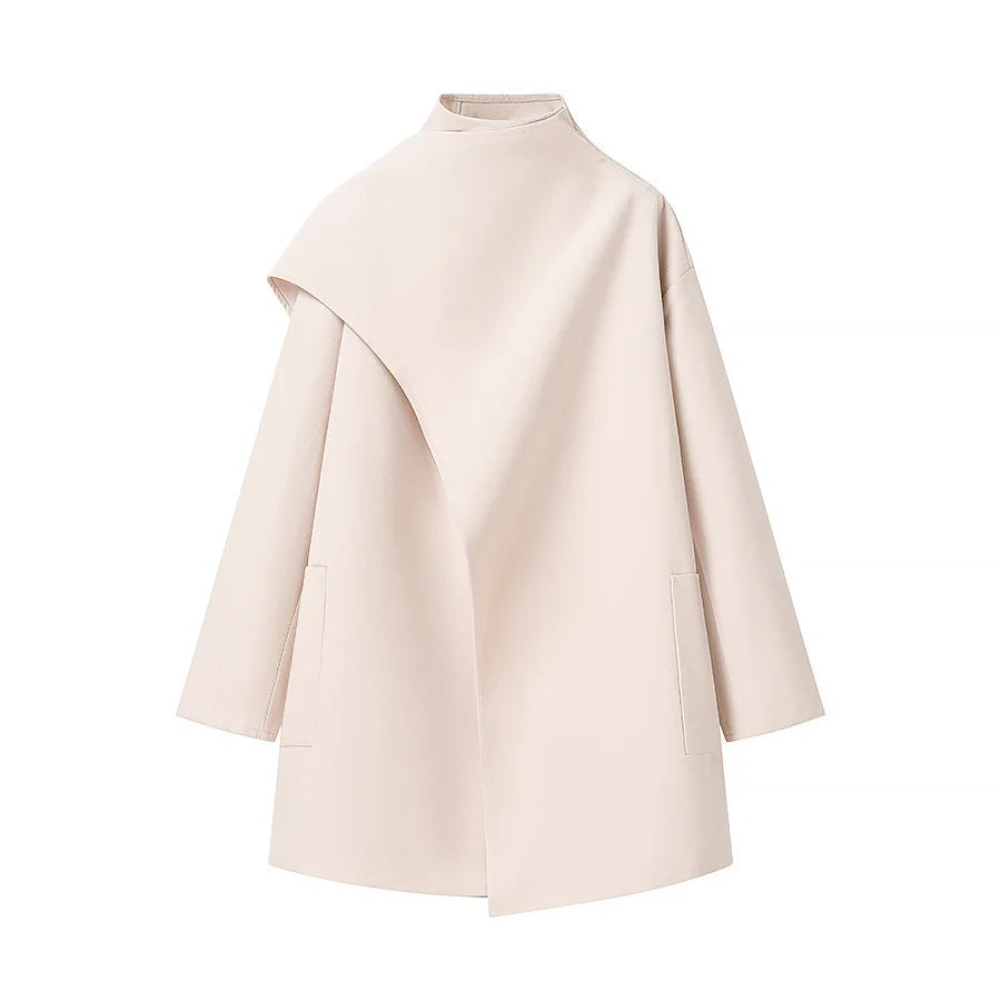 Damen nan asymmetrischer Mantel mit Stehkragen und überschnittenem Cape-Detail Drune