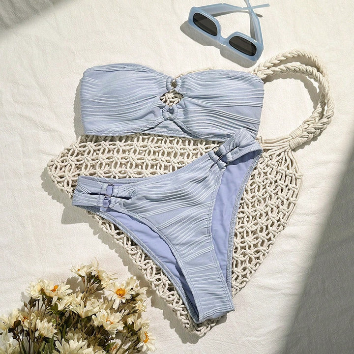 Damen Bandeau-Bikini-Set mit raffinierten Falten Drune