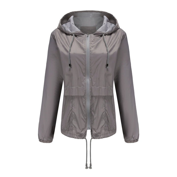 Damen nan leichte Windjacke mit Kapuze Mesh-Futter Kordelzug und Reißverschluss Drune