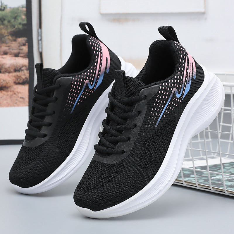 Damen nan leichte atmungsaktive Strick-Laufsneaker mit Memory-Schaum-Fußbett und dämpfender EVA-Plateausohle Drune
