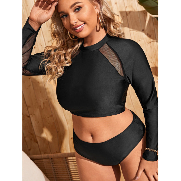 Damen Surf-Badeanzug mit langärmligem Mesh-Oberteil und hoch geschnittenem Höschen Drune