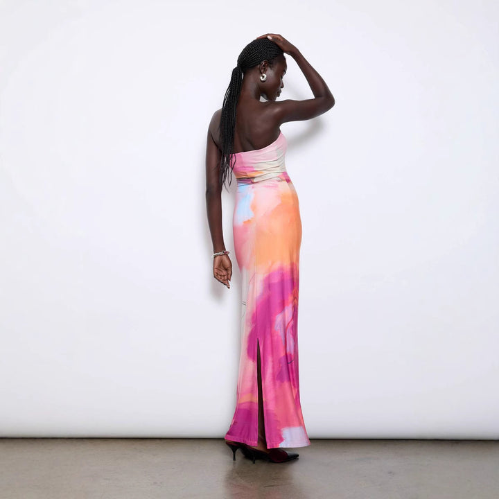 Damen figurbetontes Sommerkleid im Aquarell-Design Drune