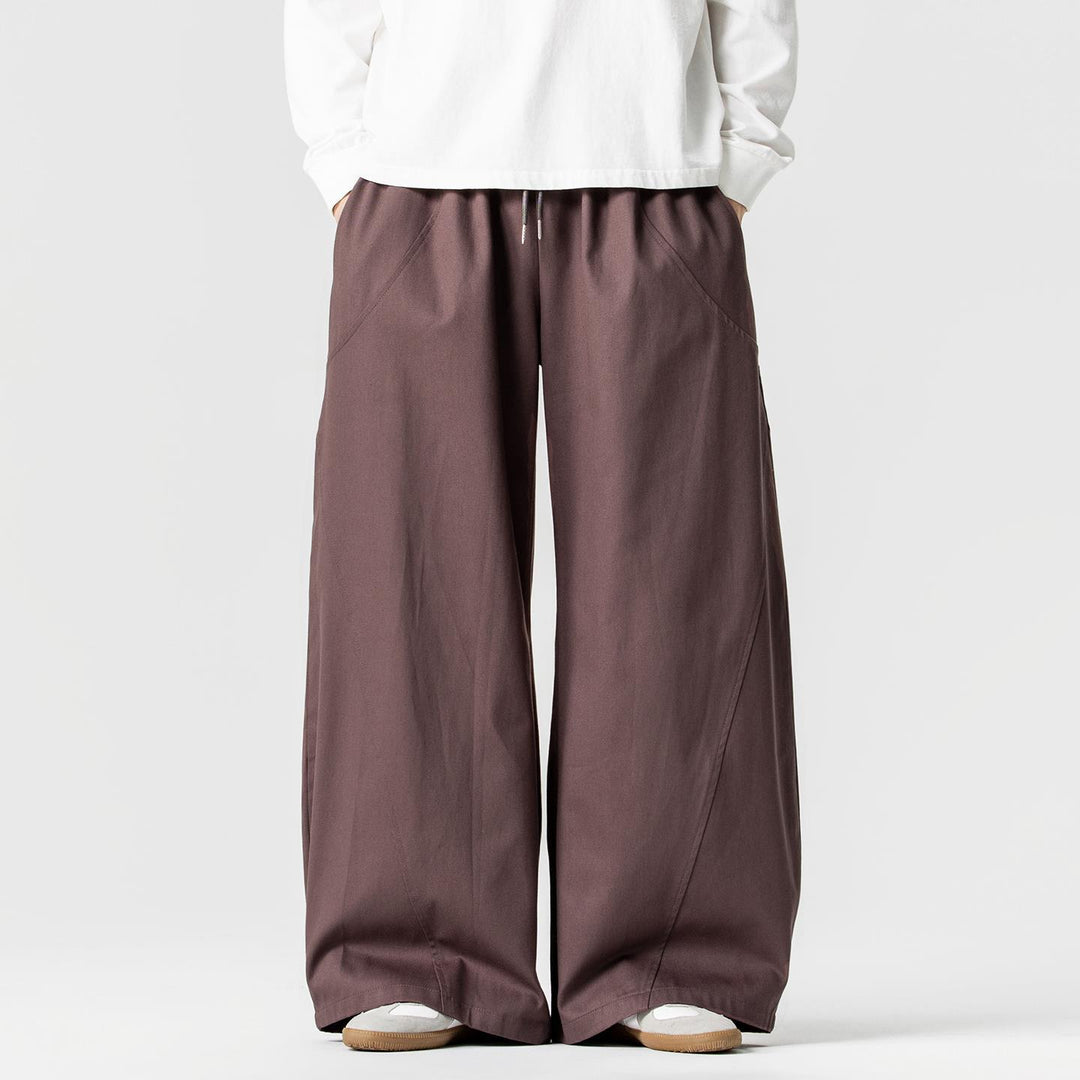 Herren Weite Lounge‑Hose im Palazzo‑Cut aus Baumwollmix mit Tunnelzug und Eingrifftaschen Drune