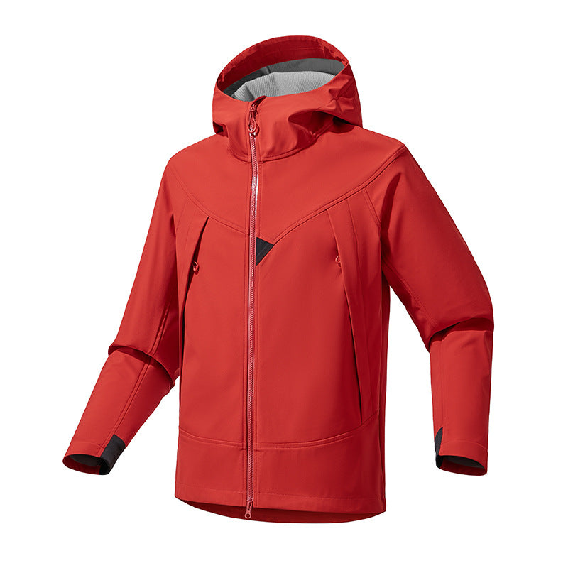Herren Technische Softshell-Outdoorjacke mit Kapuze winddichtem Stretch und Zwei-Wege-Reißverschluss Drune