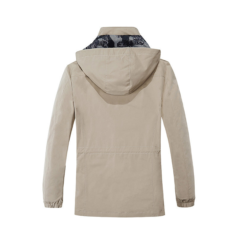 Herren leichter Fieldparka mit Kapuze camouflage-gepolsterter Innenverkleidung und Multifunktions-Taschen Drune