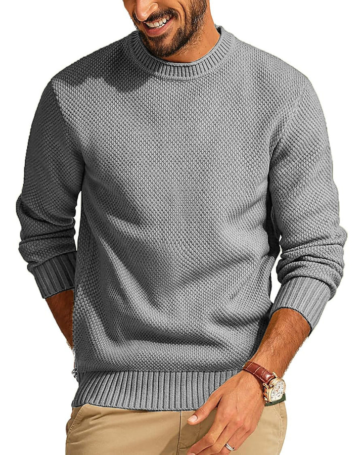 Herren Waffelstrick-Pullover mit Rundhalsausschnitt Drune