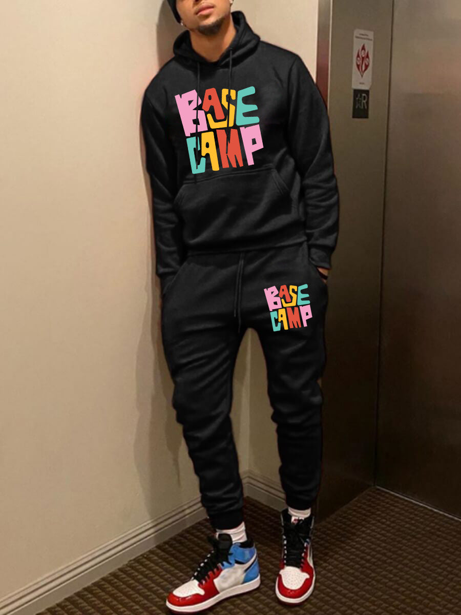 Damen lässiges Hoodie- und Jogginghosen-Set mit buntem Aufdruck Drune