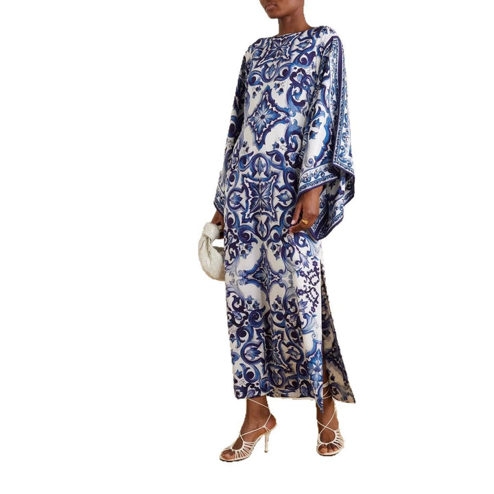 Damen Eleganter Kaftan mit kunstvollem Muster und seitlichen Schlitzen Drune