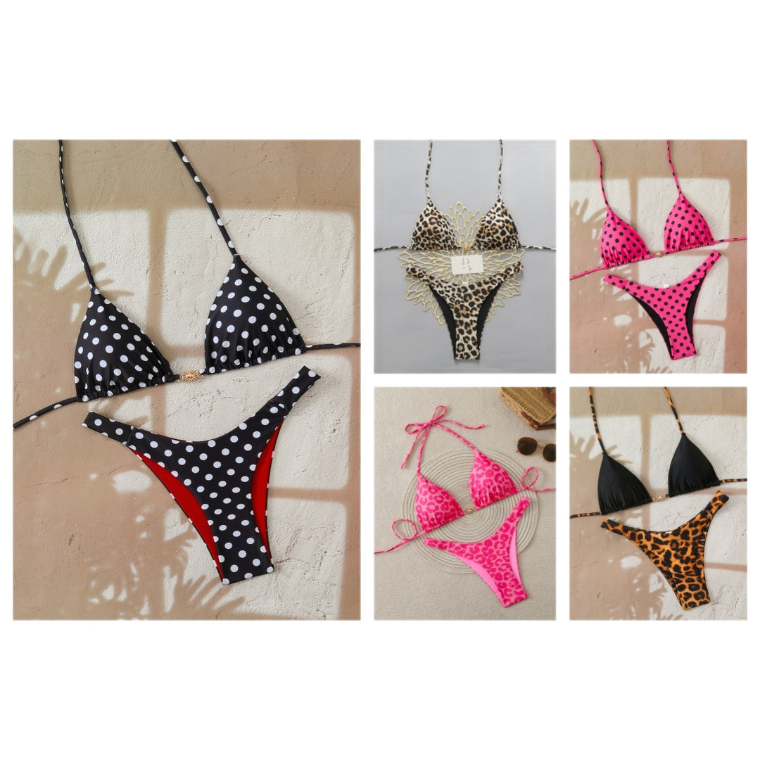 Damen Designer-Bikini mit Leopardenmuster und raffinierten Details Drune