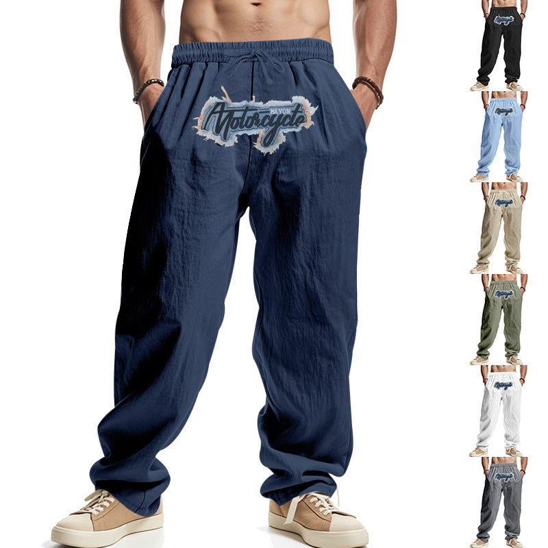 Herren lässige Freizeithose mit elastischem Bund und aufgesticktem Design Drune