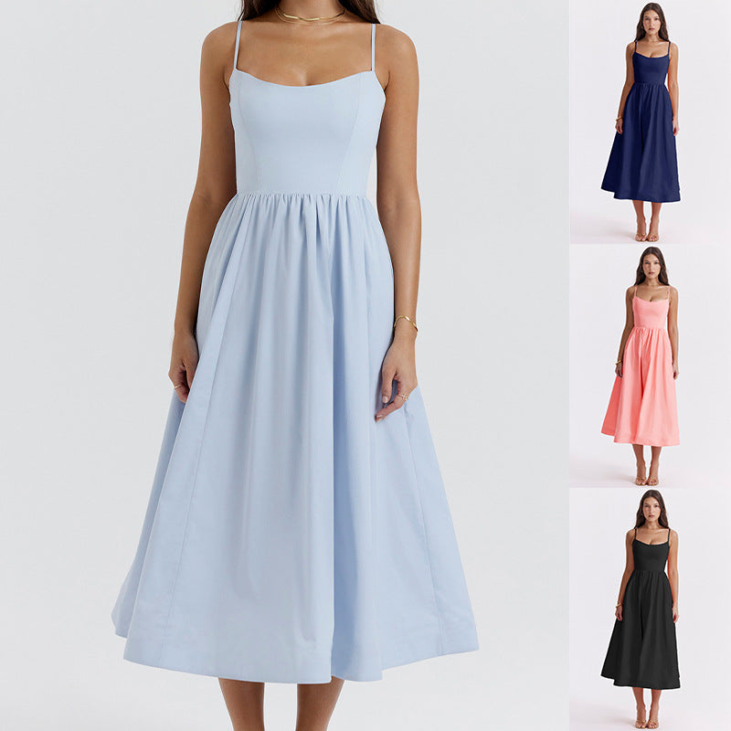 Damen Maxikleid mit floralem Print und verstellbaren Spaghettiträgern Drune