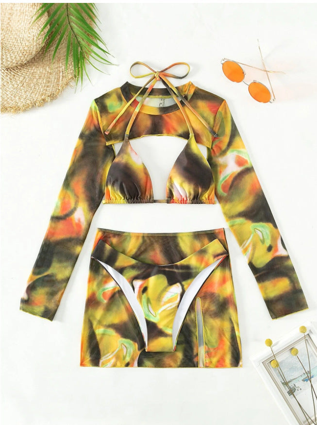 Damen Sport-Bikini-Set mit langen Ärmeln und modischem Schnitt Drune