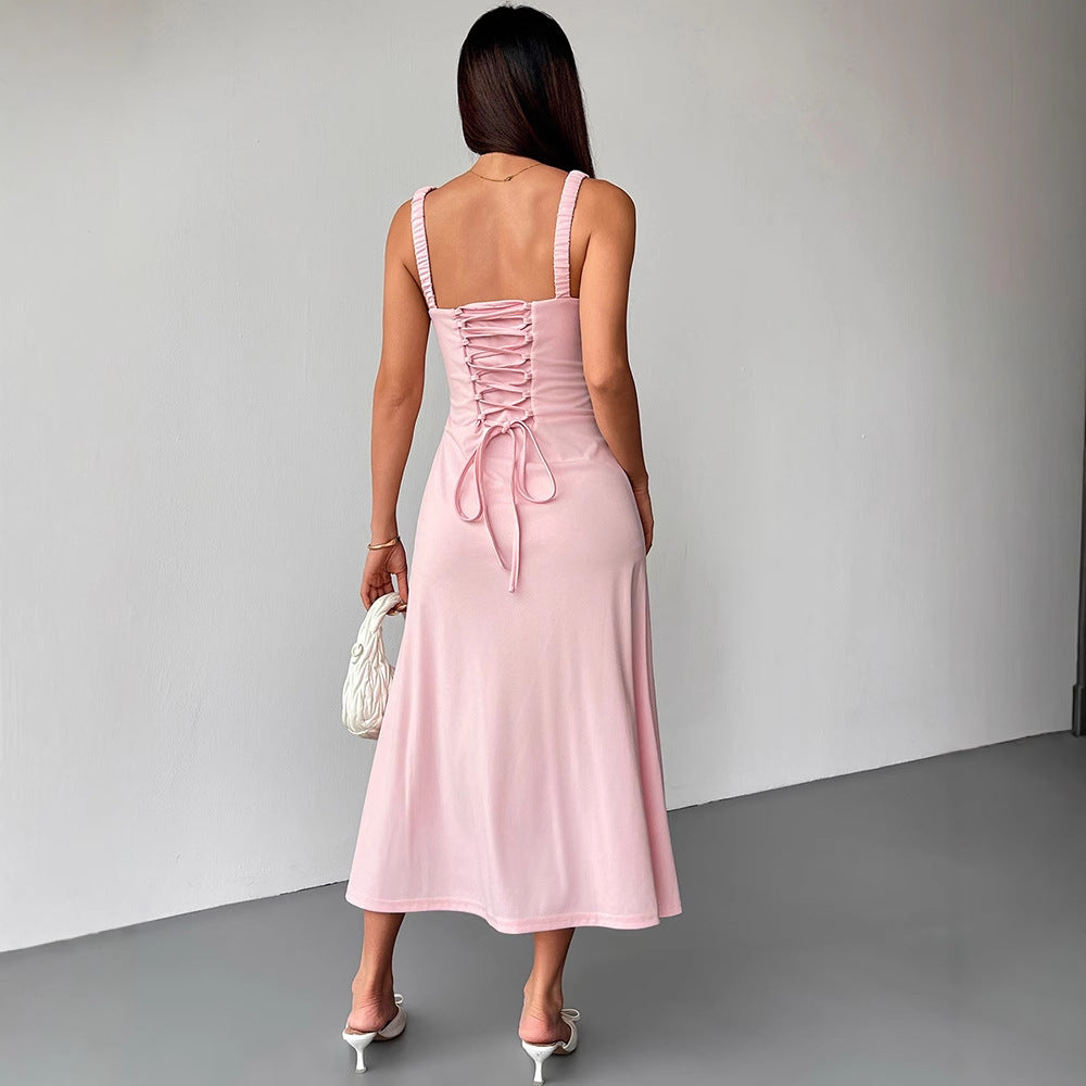 Damen Maxikleid mit formschöner Schnürung und eleganten Trägern Drune