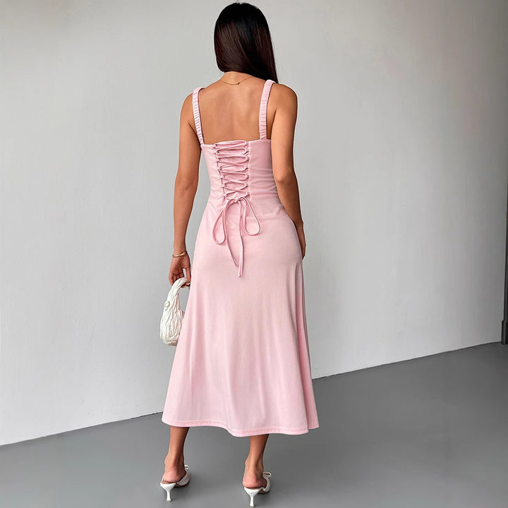 Damen Maxikleid mit formschöner Schnürung und eleganten Trägern Drune