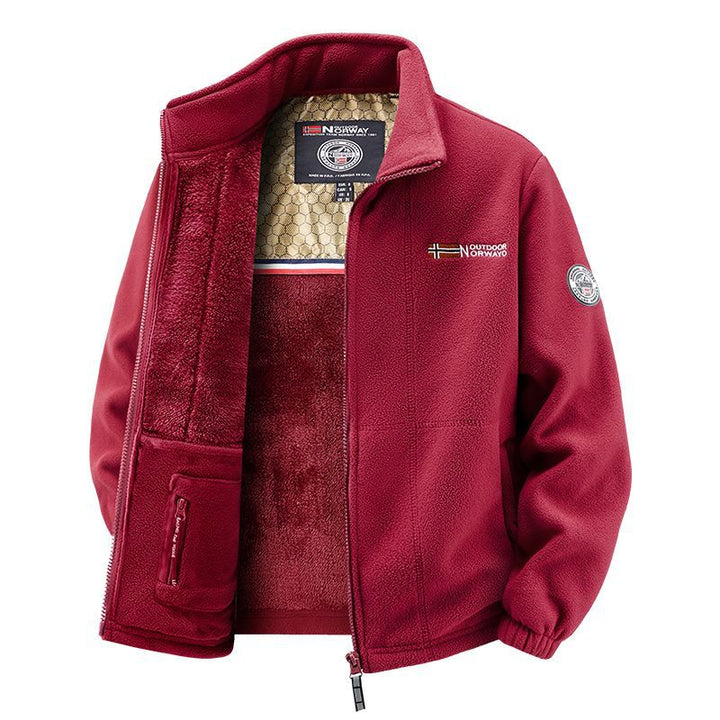 Herren Thermo-Fleecejacke mit vollflorigem Teddyfutter, verdeckter Reißverschluss-Innentasche und hohem Stehkragen Drune