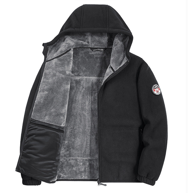 Herren Fleecejacke mit Kapuze und Teddy-Innenfutter Drune