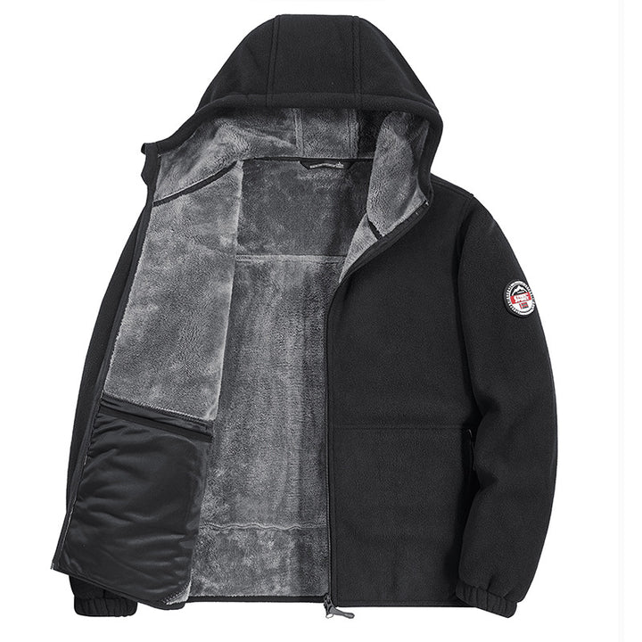 Herren Fleecejacke mit Kapuze und Teddy-Innenfutter Drune