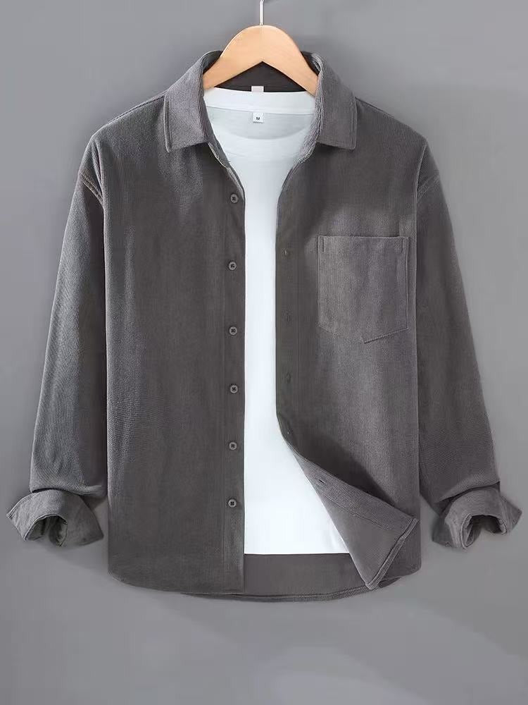 Herren Leichte Feincord-Hemdjacke mit Brusttasche und Kentkragen Drune